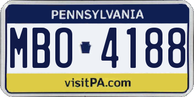 PA license plate MBO4188