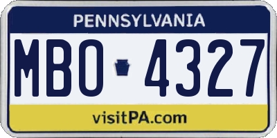 PA license plate MBO4327