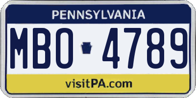 PA license plate MBO4789