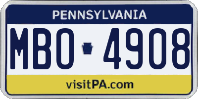 PA license plate MBO4908