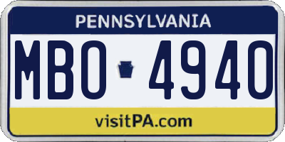 PA license plate MBO4940