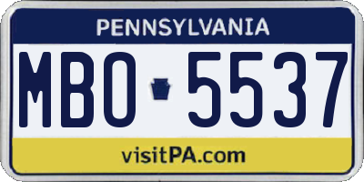 PA license plate MBO5537