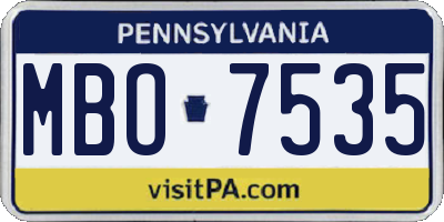 PA license plate MBO7535