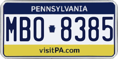 PA license plate MBO8385