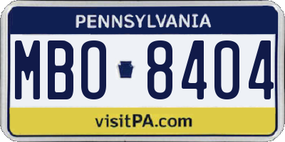 PA license plate MBO8404