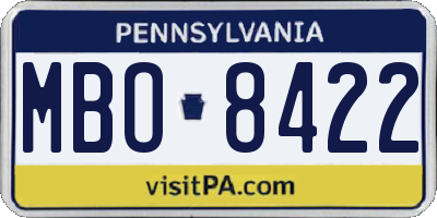 PA license plate MBO8422