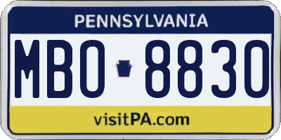PA license plate MBO8830