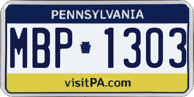 PA license plate MBP1303