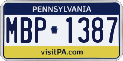 PA license plate MBP1387