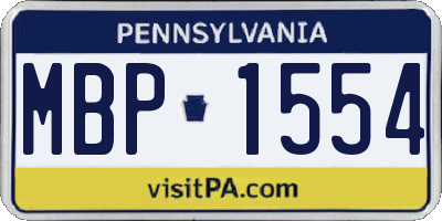 PA license plate MBP1554