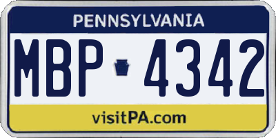 PA license plate MBP4342