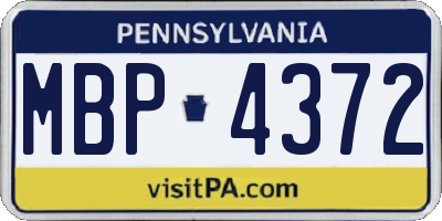 PA license plate MBP4372
