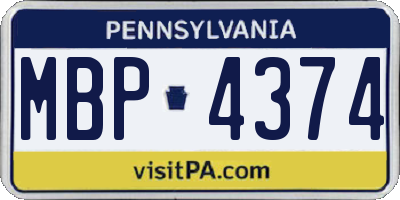 PA license plate MBP4374