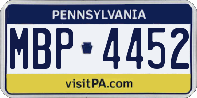 PA license plate MBP4452