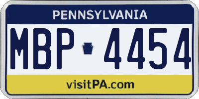 PA license plate MBP4454