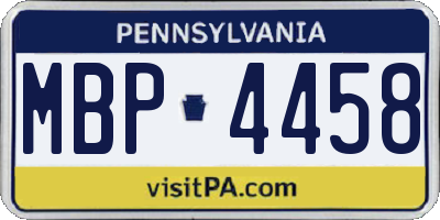 PA license plate MBP4458