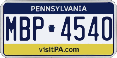 PA license plate MBP4540