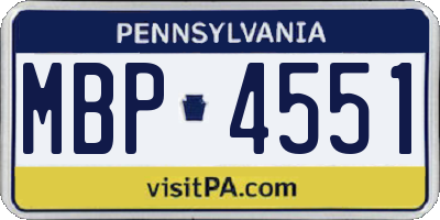 PA license plate MBP4551