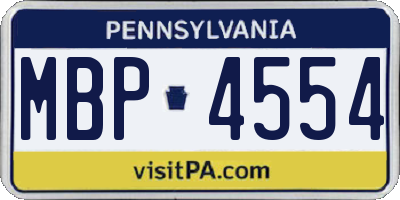 PA license plate MBP4554