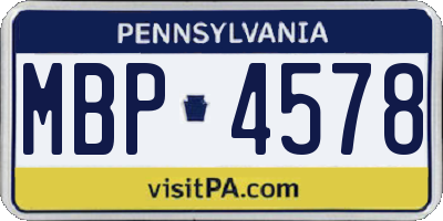 PA license plate MBP4578