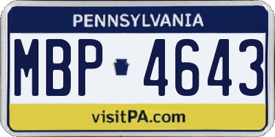 PA license plate MBP4643
