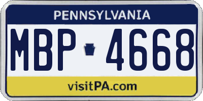 PA license plate MBP4668