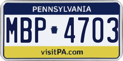 PA license plate MBP4703