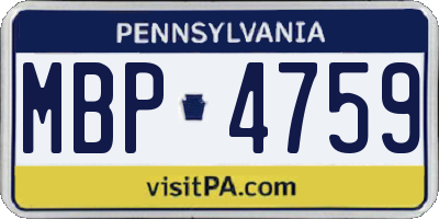 PA license plate MBP4759