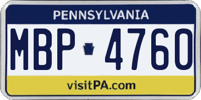 PA license plate MBP4760