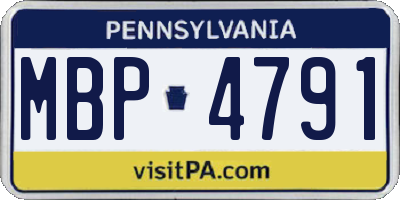 PA license plate MBP4791