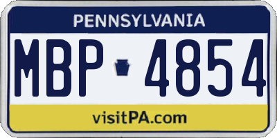 PA license plate MBP4854