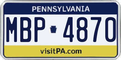 PA license plate MBP4870