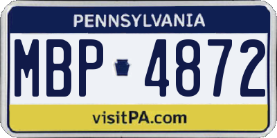 PA license plate MBP4872