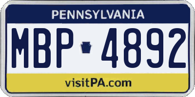 PA license plate MBP4892
