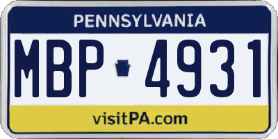 PA license plate MBP4931