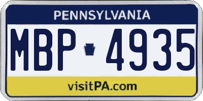 PA license plate MBP4935