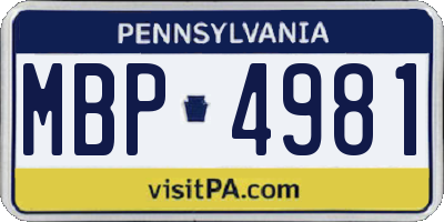 PA license plate MBP4981