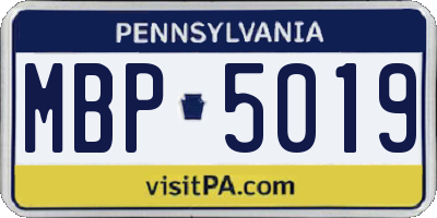PA license plate MBP5019