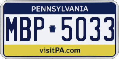 PA license plate MBP5033