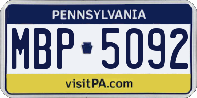 PA license plate MBP5092