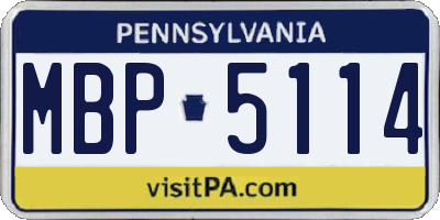 PA license plate MBP5114