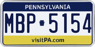 PA license plate MBP5154