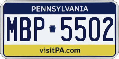 PA license plate MBP5502