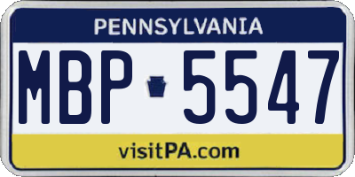 PA license plate MBP5547