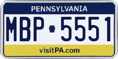 PA license plate MBP5551