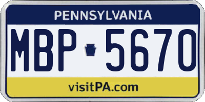 PA license plate MBP5670