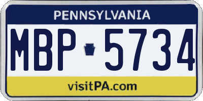 PA license plate MBP5734