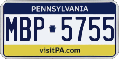 PA license plate MBP5755