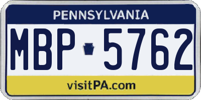 PA license plate MBP5762