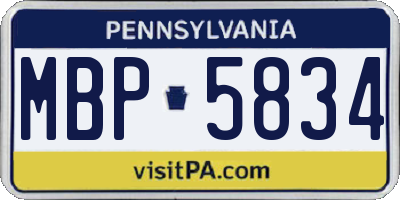 PA license plate MBP5834